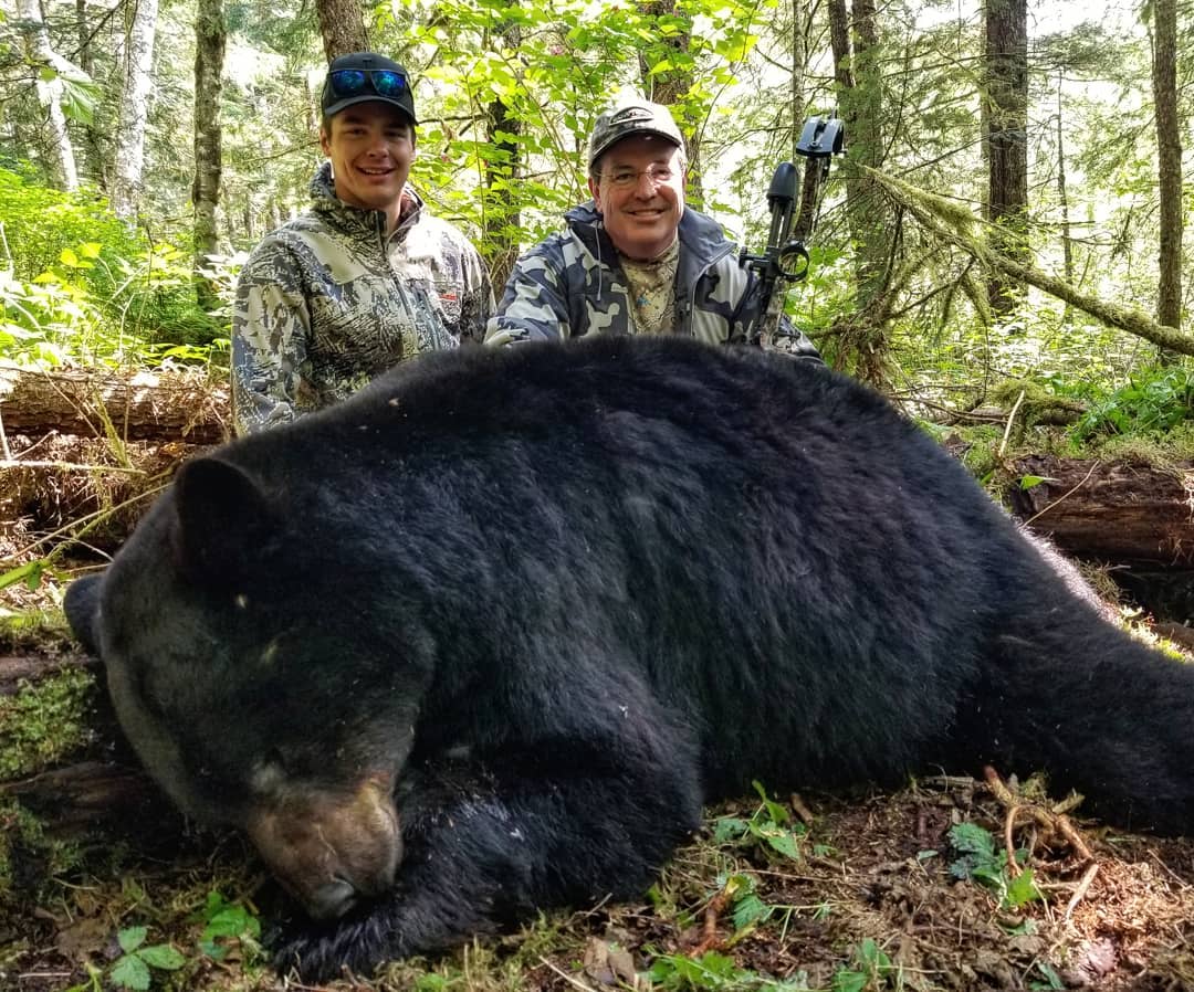 Big black bear shot on the BC Coast with bow and arrow